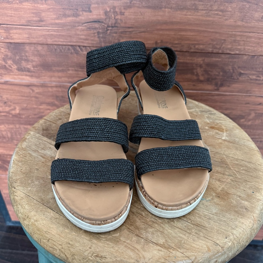 Black weaved sandals